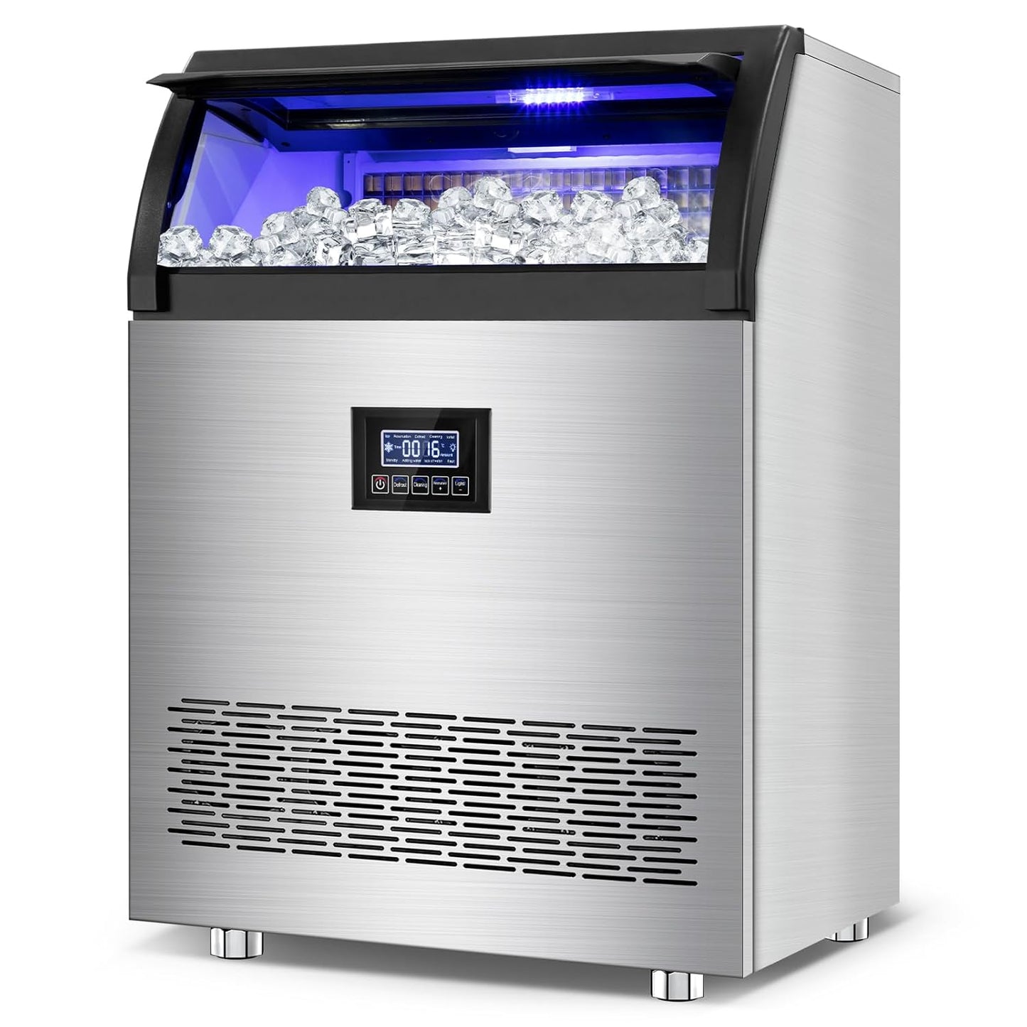 Commercial Ice Maker Machine 360LBS/24H with 80LBS Storage Bin, 126PCS Ice Cubes Ice Machine