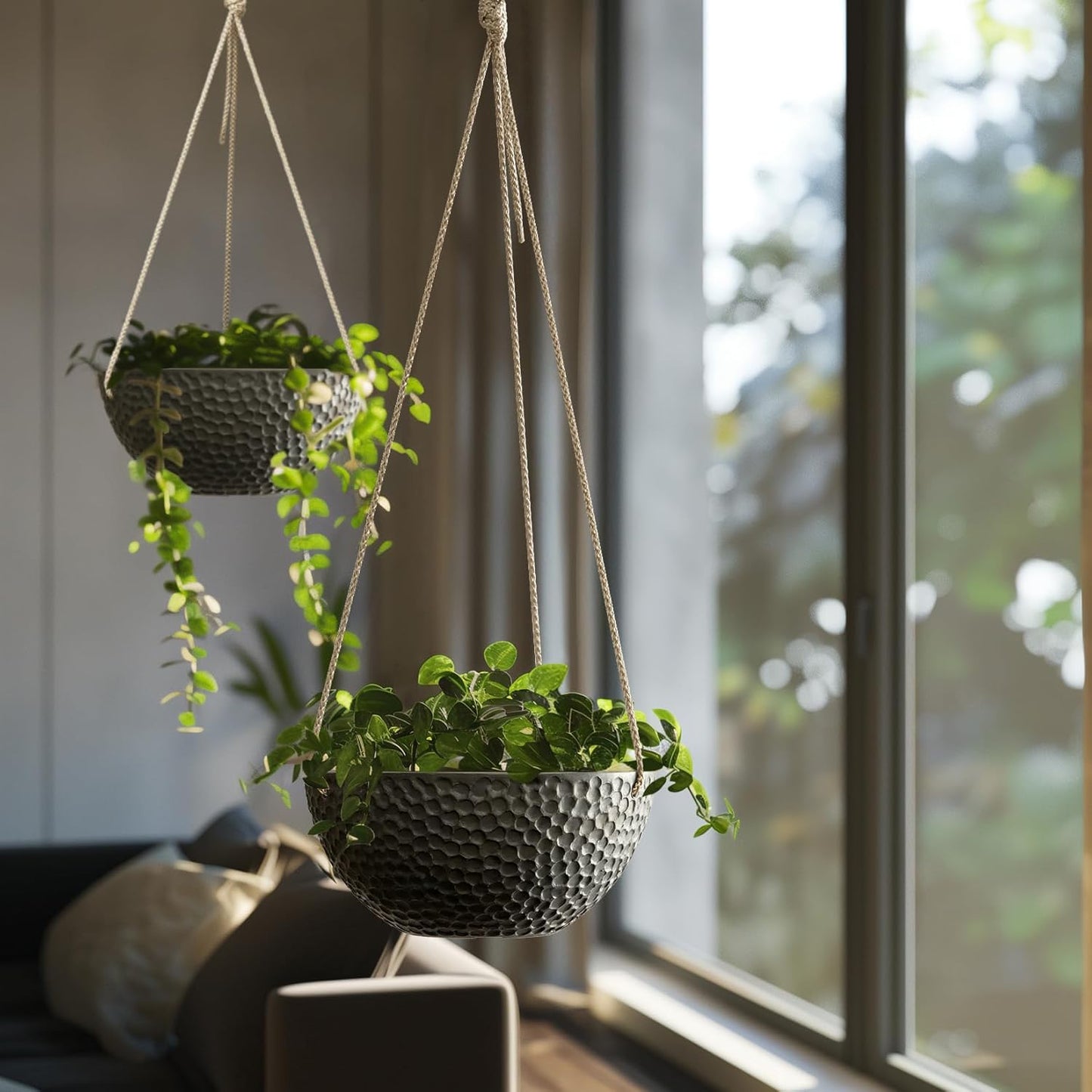 LA JOLIE MUSE Hanging Planters for Indoor Plants, Medium Hanging Planters with Drain Holes, Outdoor