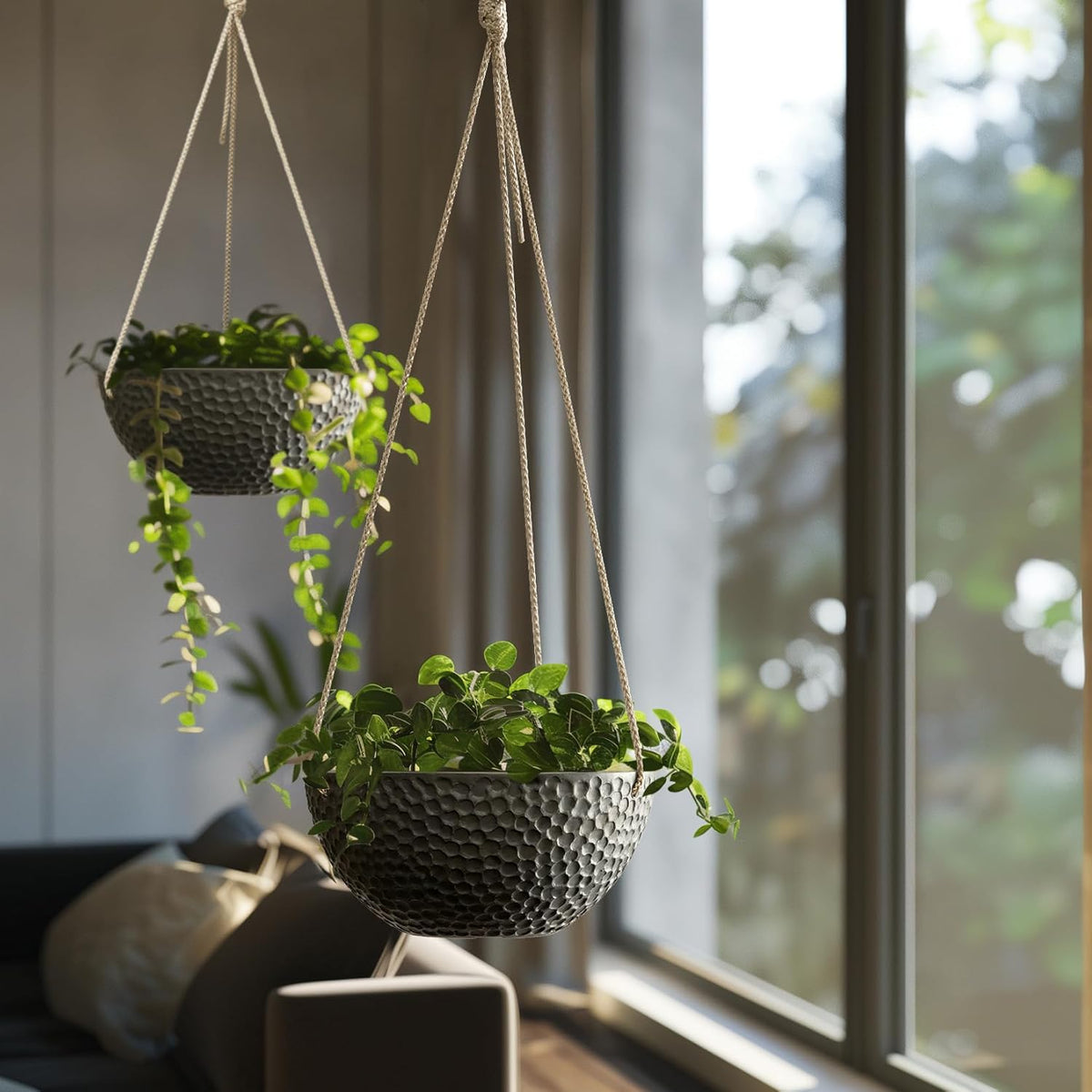 LA JOLIE MUSE Hanging Planters for Indoor Plants, Medium Hanging Planters with Drain Holes, Outdoor