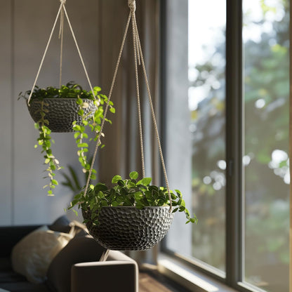 LA JOLIE MUSE Hanging Planters for Indoor Plants, Medium Hanging Planters with Drain Holes, Outdoor