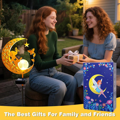 YJFWAL Garden Solar Dog Lights Pathway Stake Lights Glass Globe with Moon Dog Decor, Gifts for Mom
