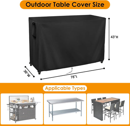 Kingling Outdoor Table Cover for Outdoor Bar Table, 78 Inch Waterproof Patio Bar Table Cover