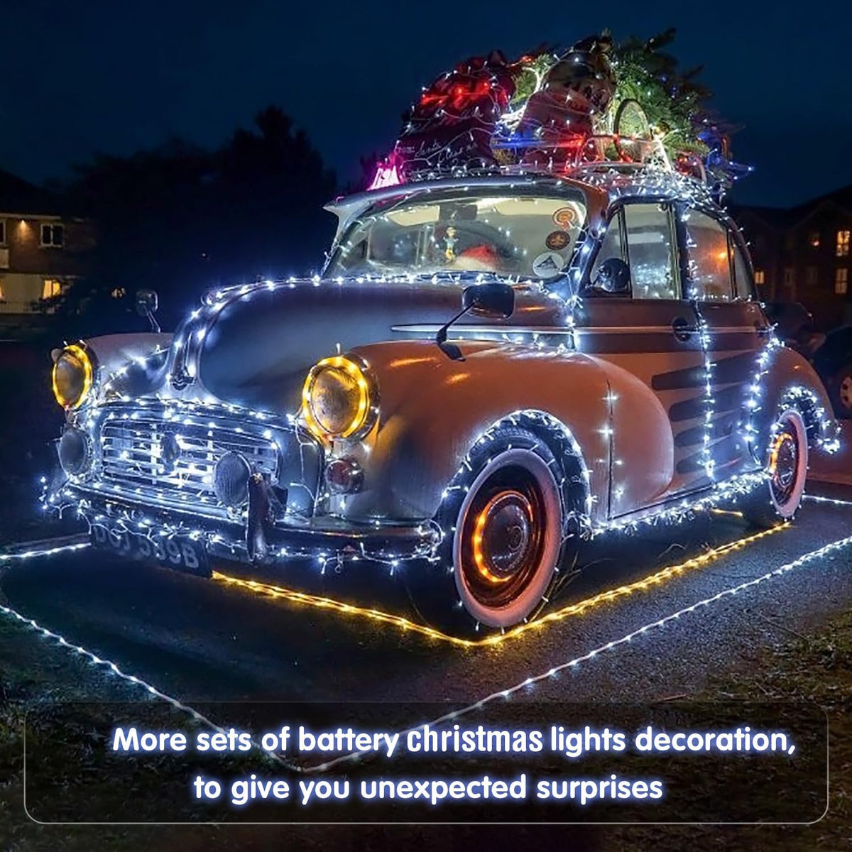 JMEXSUSS White Battery Operated String Lights Outdoor Waterproof, 33ft 100 LED Battery Power