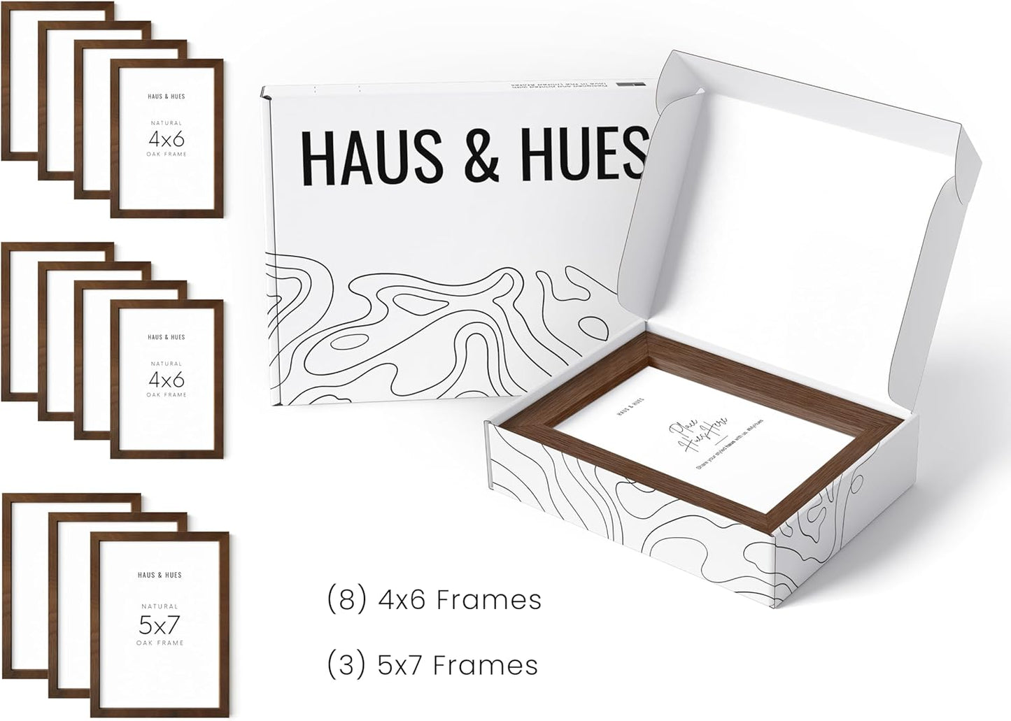 HAUS AND HUES Walnut Oak Wood Gallery Wall Tabletop Frames Made with Real American Oak and