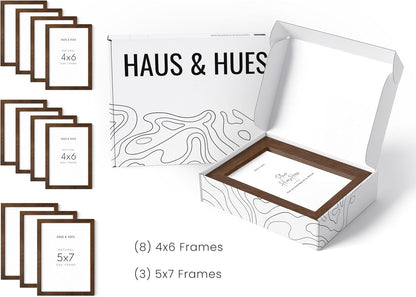HAUS AND HUES Walnut Oak Wood Gallery Wall Tabletop Frames Made with Real American Oak and