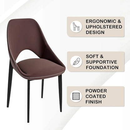 LeisureMod Amalfi Upholstered Fabric Dining Chair – Modern Side Chair with Iron Legs, Mid-Century