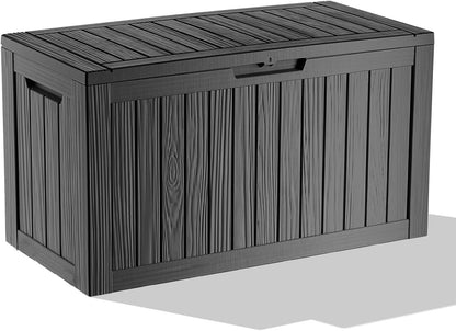 Vixzen 80 Gallon Resin Deck Box, Lockable Outdoor Storage Box for Patio Cushions Storage