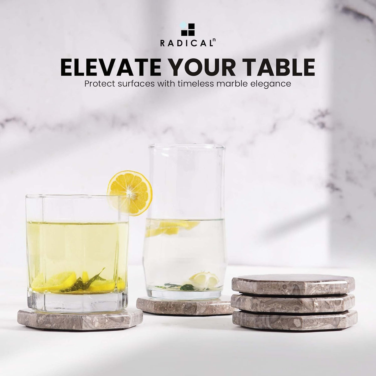 Radicaln Marble Coasters Star 3.5" Inches Oceanic Handmade Elegant Coaster Set of 6 for Drinks