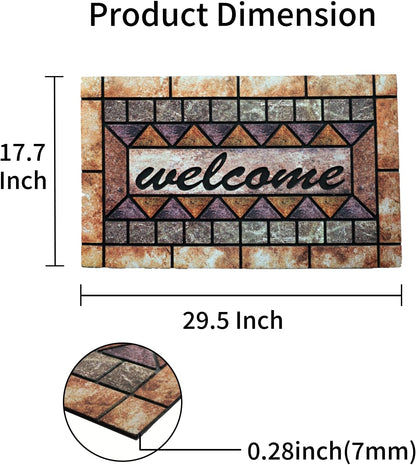 Door Mat Welcome Mat, Heavy Duty Door Mat 17.7 x 29.5 Inch Front Door Mat Rug Doormat for Outdoor