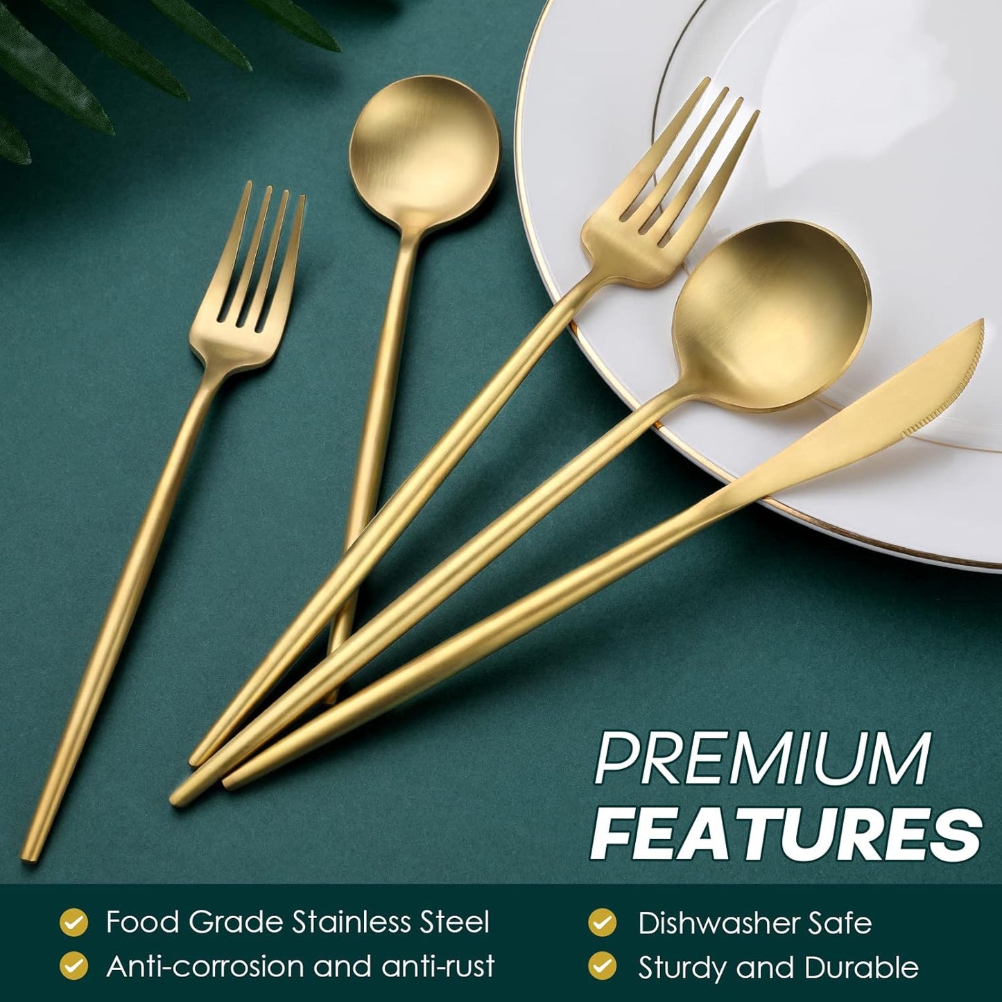 Matte Gold Silverware Set, OGORI 30-Piece Food Grade Stainless Steel Gold Flatware Set, Kitchen