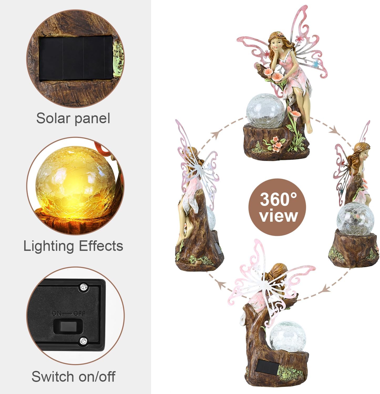 Garden Fairy Statue Outdoor Decor-Solar Flower Fairy Figurines-Garden Fairies Statues Decoration