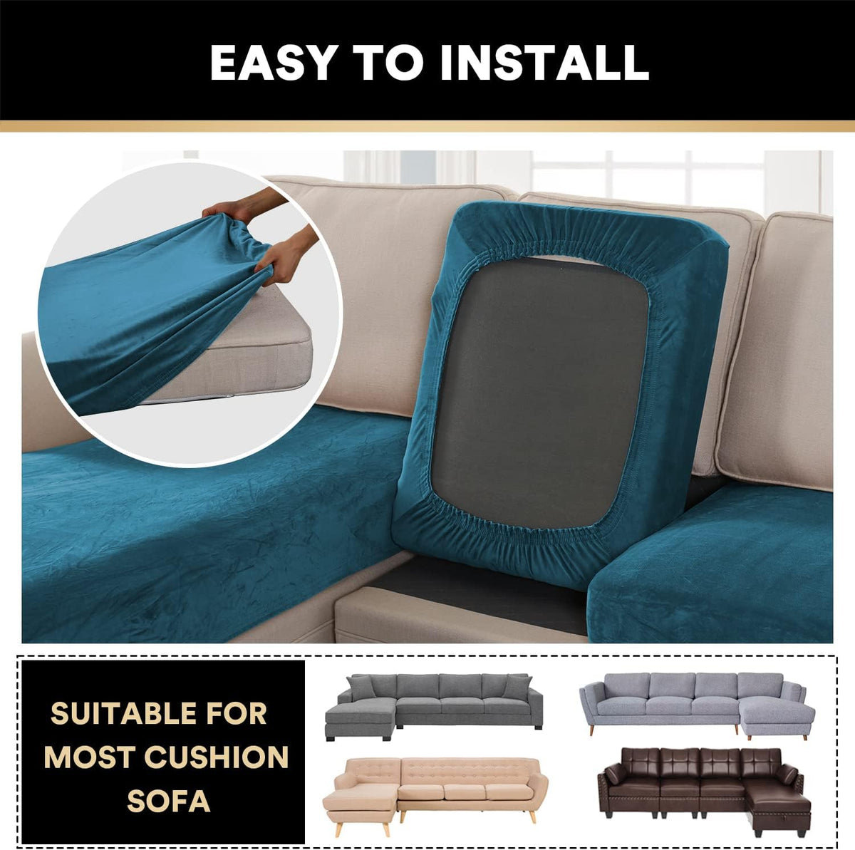 PrinceDeco Sectional Couch Covers 4 Pieces Couch Covers for Sectional Sofa Velvet Separate