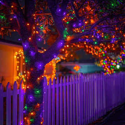 Dazzle Bright Purple Orange and Green Halloween Lights, 20FT 100 Count Mini String Lights