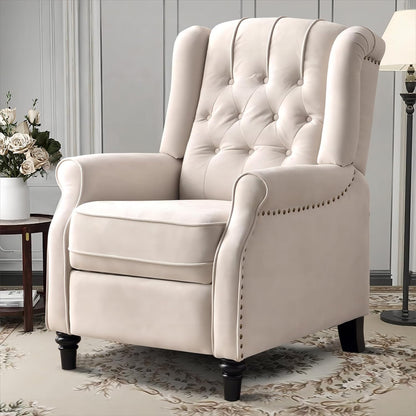 EBELLO Pushback Recliner Chair, Fabric Armchair Push Back Recliner with Rivet Decoration, Mid