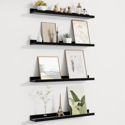 Picture Ledge Shelf for Wall, Floating Shelves Set of 4, 24 Inch Long Nursery Book Shelves for Toys