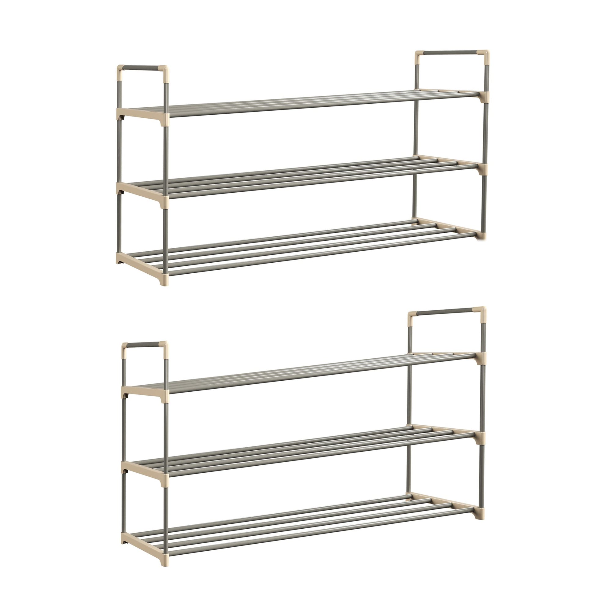 Home-Complete Shoe Storage Rack, 3-Tier Organizer for Closet, Bathroom, Entryway, 2 Sets