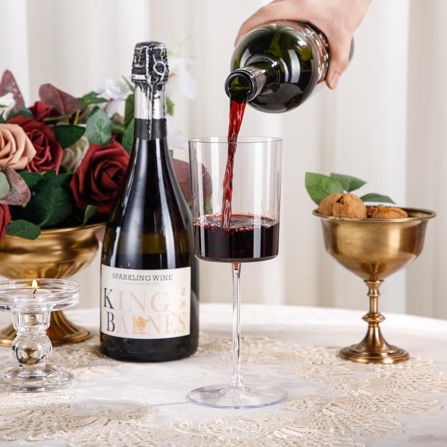 Ciaell 12 Pack Clear Plastic Wine Glasses - 14Oz Plastic Wine Glasses with Stem - Disposable