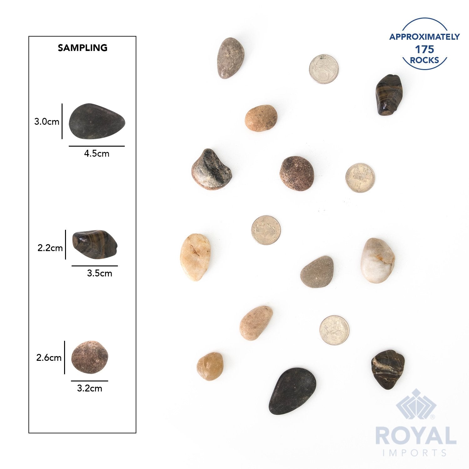 Royal Imports 5LBS River Rocks Decorative Ornamental Pebbles, Garden Landscaping Stones, Gravel