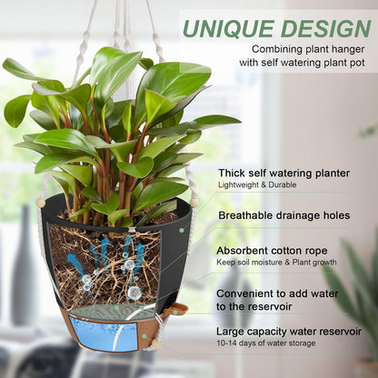 41.5 Inch Macrame Plant Hanger Indoor Outdoor with 12 Inch Flower Pot, Hanging Planter for Plants