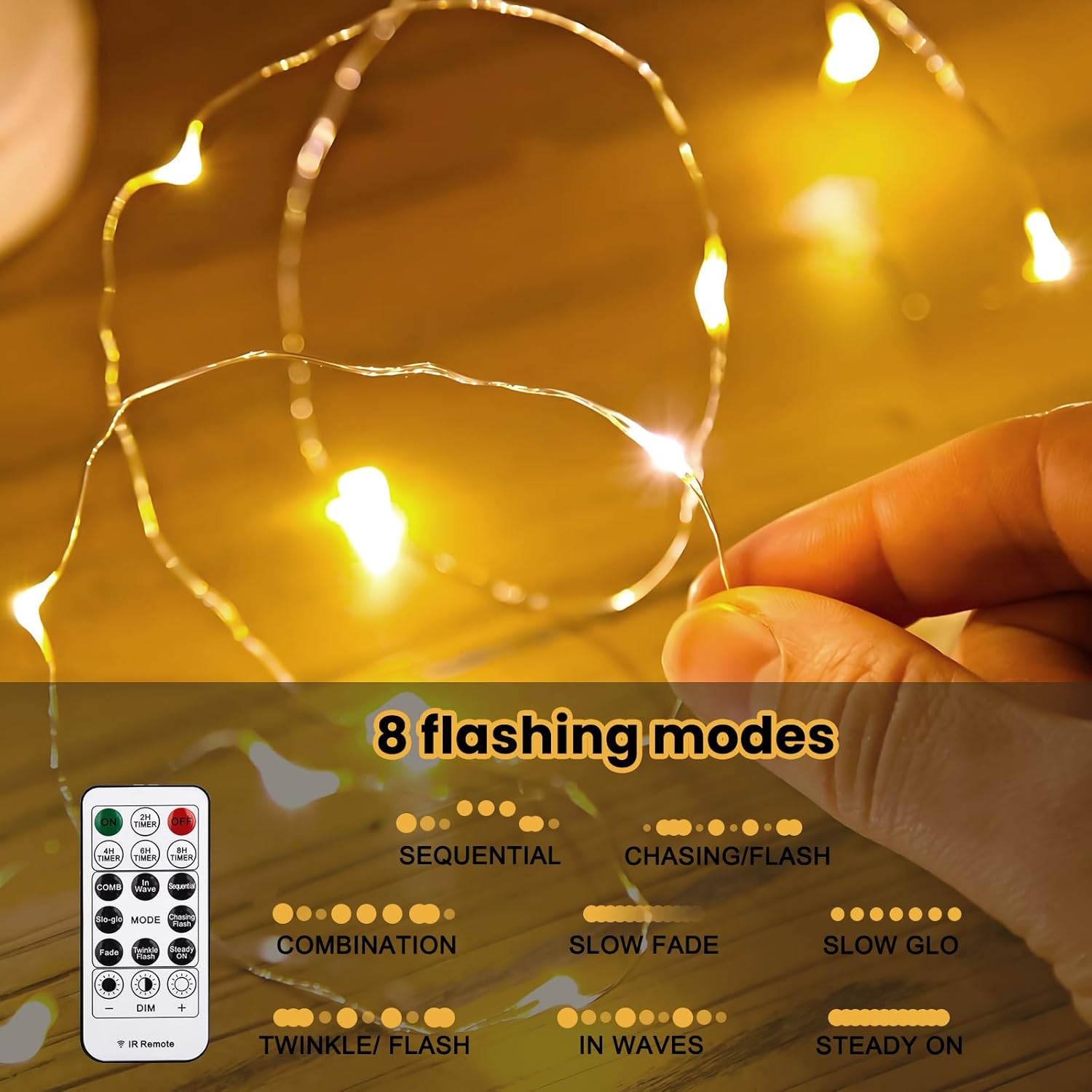 HXWEIYE 300LED Fairy Curtain Lights, 9.8x9.8Ft Warm White USB Plug in 8 Modes Christmas String