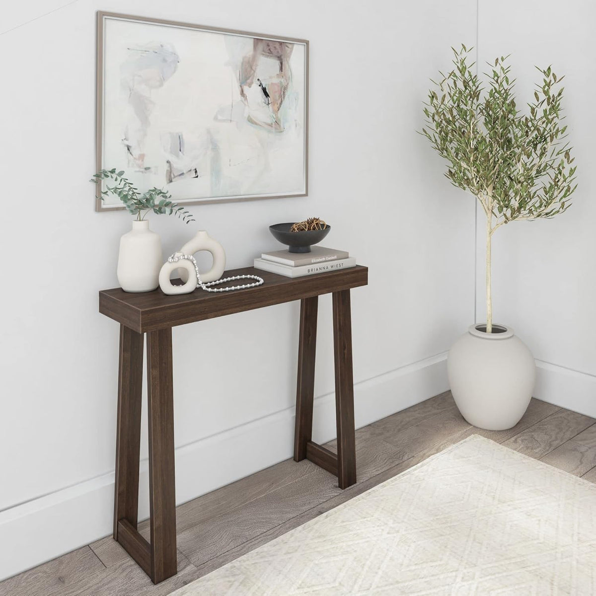 Plank+Beam Solid Wood Console Table, 36 Inch, Sofa Table, Narrow Entryway Table for Hallway, Behind