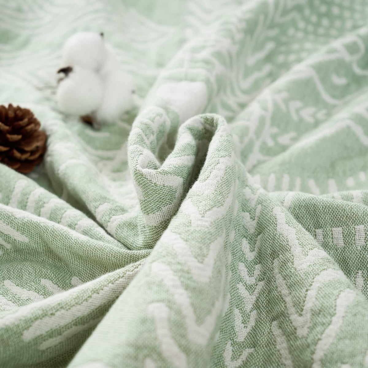 jinchan Boho 100% Cotton Blanket Muslin Lightweight Twin Size Throw Blanket Reversible for Couch