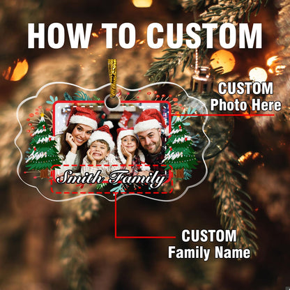 Personalized Crystal Photo Ornaments, Christmas Tree Hanging Decor, Custom Ornaments for Family