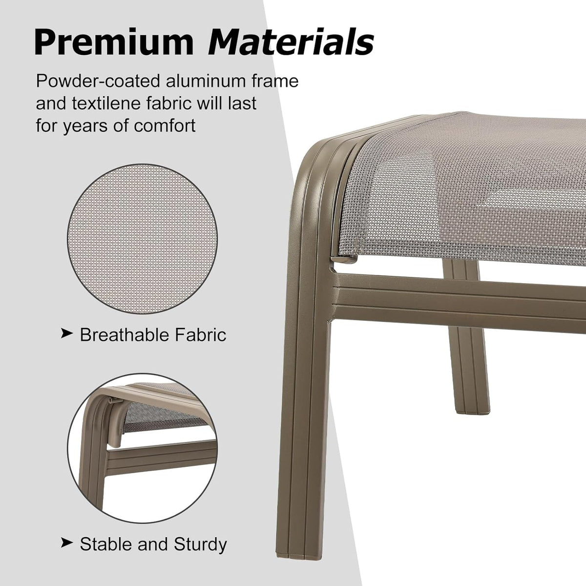 Outdoor Ottoman Patio Footstools Assembled Aluminum Footrest Side Table Small Chair Patio Ottoman