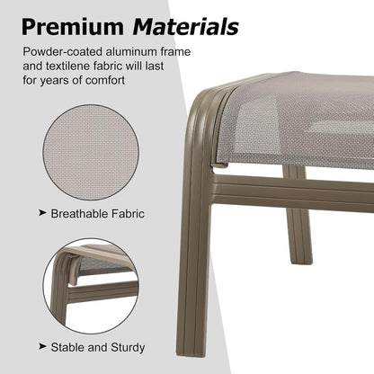 Outdoor Ottoman Patio Footstools Assembled Aluminum Footrest Side Table Small Chair Patio Ottoman