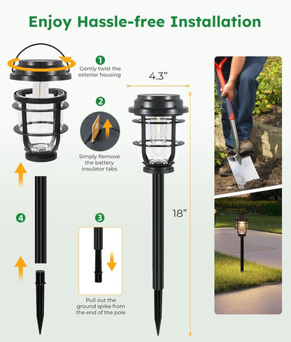 Bright Solar Pathway Lights Outdoor, 8 Pack Waterproof IP65, Auto On/Off Solar Powered Garden