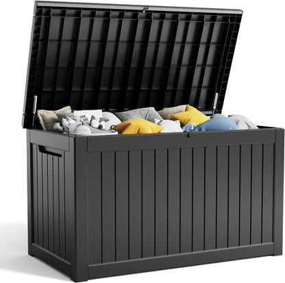 XXL 230 Gallon Large Resin Deck Box, Outdoor Lockable Storage Box for Patio Cushions Storage