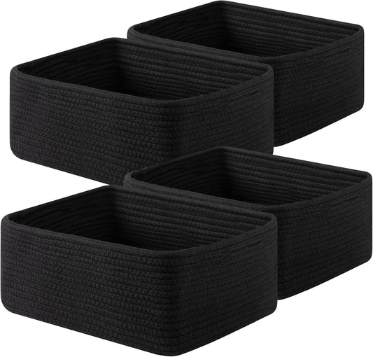 OIAHOMY 4 Pack 14.17*11.02*6.3IN Storage Baskets for Organizing Shelves, Woven Rope Baskets for