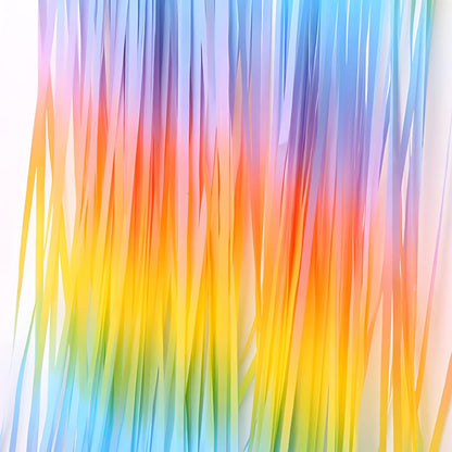 Gradient Pastel Foil Fringe Curtain - GREATRIL Pastel Color Backdrop Streamers for Kids