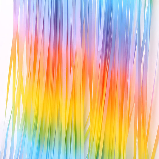 Gradient Pastel Foil Fringe Curtain - GREATRIL Pastel Color Backdrop Streamers for Kids
