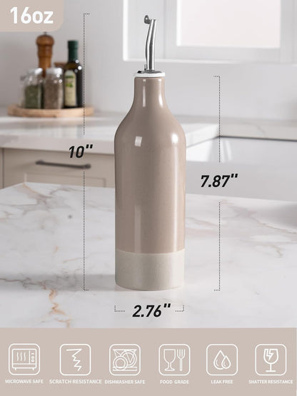 famiware Milkyway 16oz Ceramic Olive Oil Dispenser Bottle, 1 Piece Oil Dispenser for Kitchen with