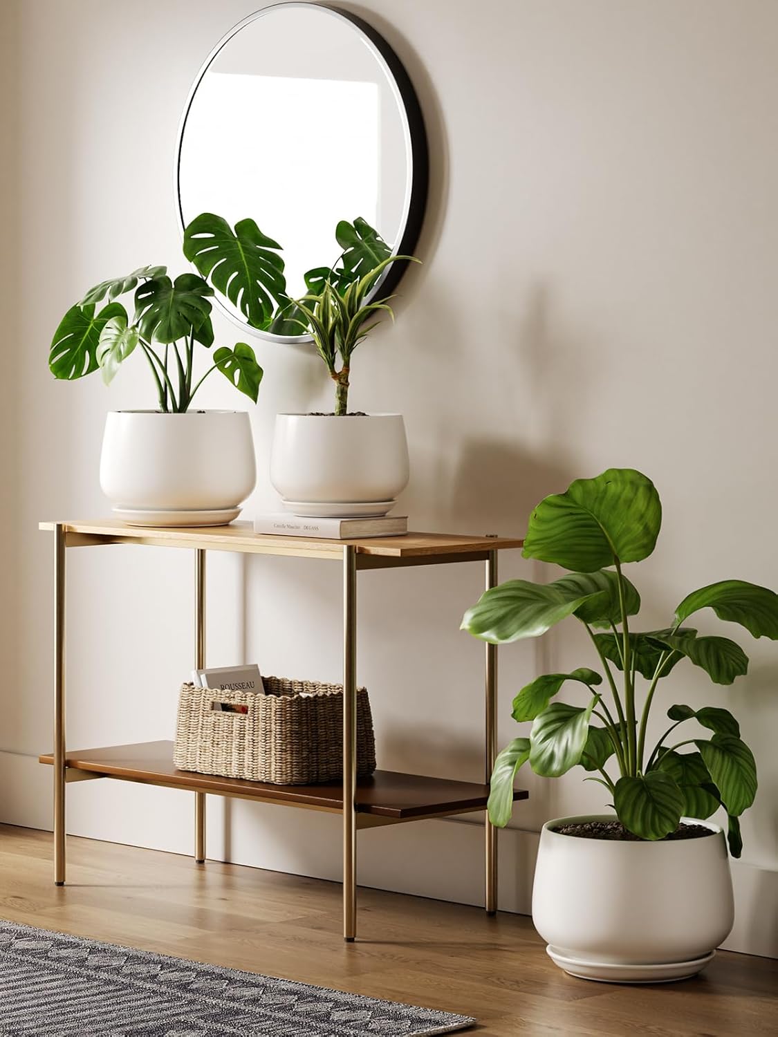 LE TAUCI Ceramic Plant Pots, Set of 2, 10 + 12 Inch Plant Pot, Elegant Planters for Indoor Plants
