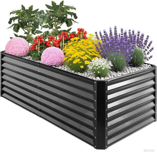 GARDMAX 6x3x1FT Raised Garden Bed Kit, Metal Planter Boxes Outdoor with Easy Assembly, Large Garden