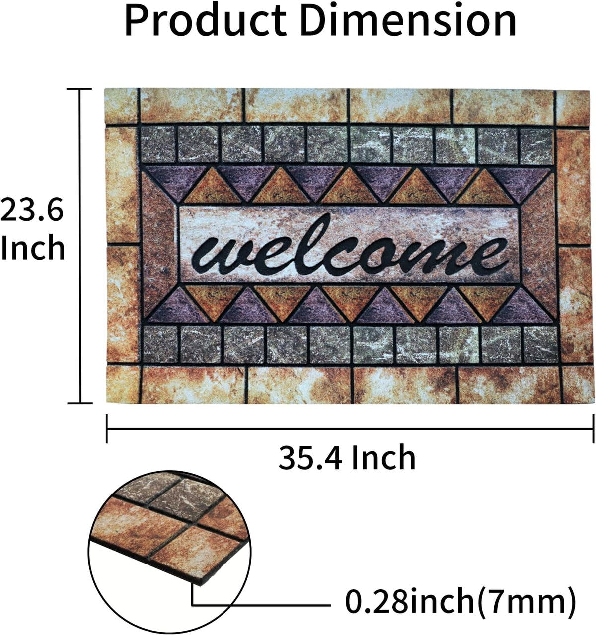 Door Mat Welcome Mat, Heavy Duty Door Mat 23.6 x 35.4 Inch Front Door Mat Rug Doormat for Outdoor