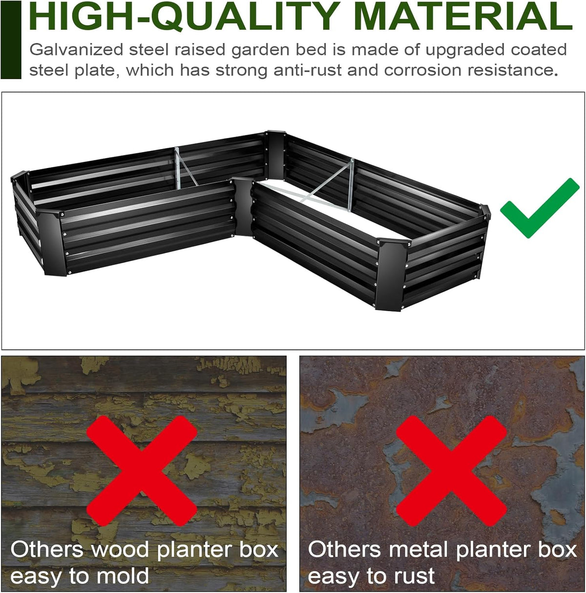 EDOSTORY Raised Bed Garden Bed Kit, 5x5x1ft Galvanized Planter Tall Raised Garden Boxes Outdoor