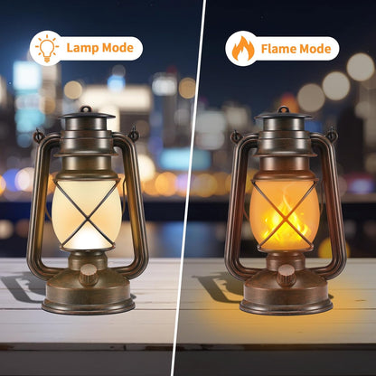Outdoor Lanterns Waterproof Hanging Vintage LED Camping Lamps with Dancing Flame Non-Solar Remote