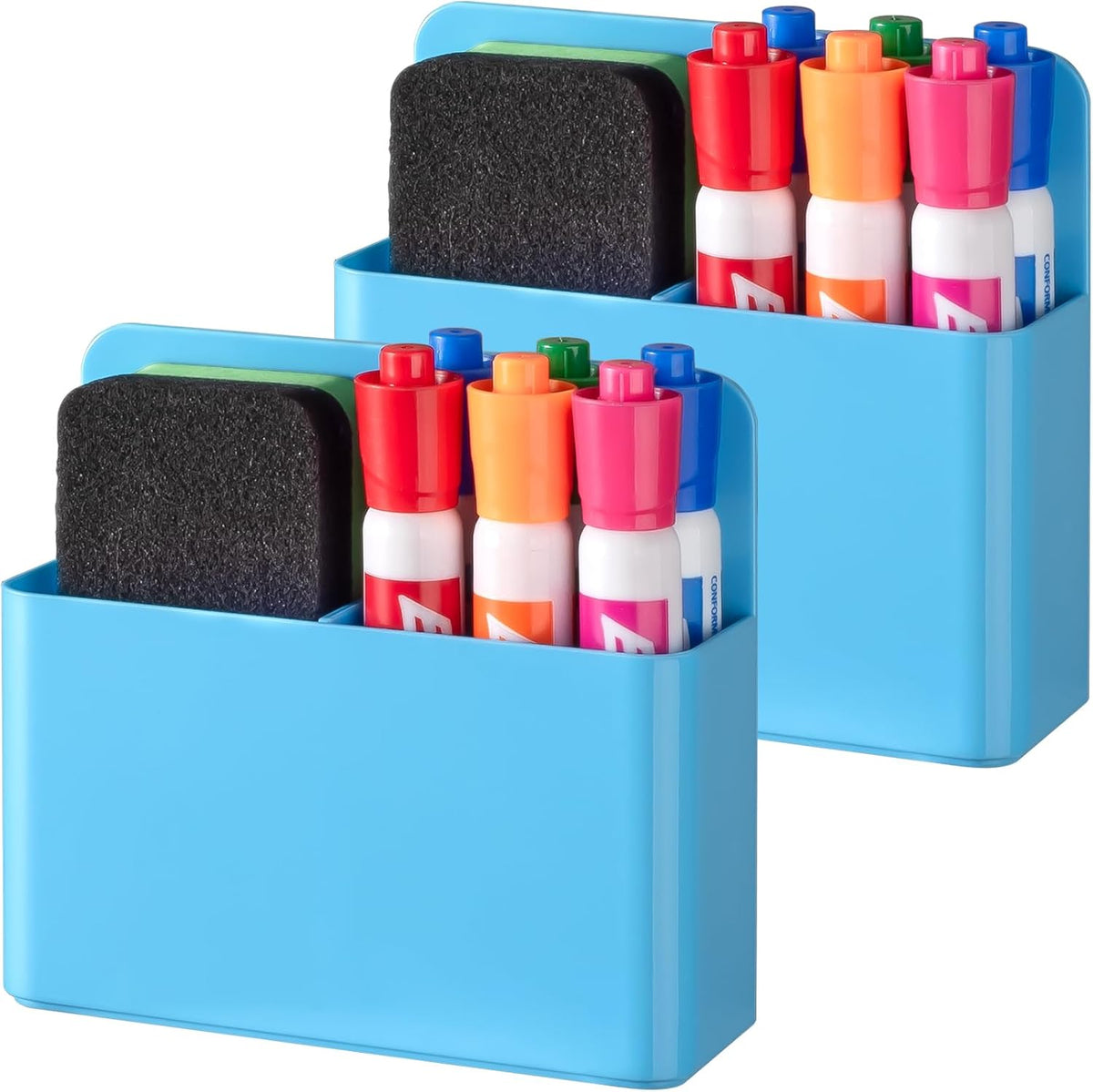 BEYGORM 2 Pack Plastics Magnetic Pen Holder for Refrigerator, Dry Erase Marker Holder for