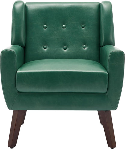 UIXE Faux Leather Accent Chair, Modern Arm Club Chair Upholstered Armchair for Living Room, Comfy