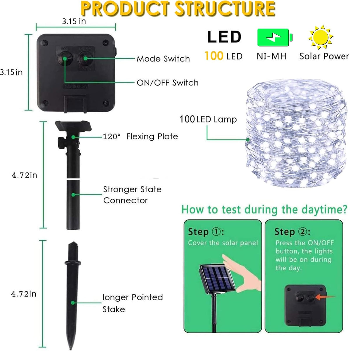 Solar String Lights Outdoor, 4 Pack Each 100 LED Solar Christmas Twinkle Lights Outside, Waterproof