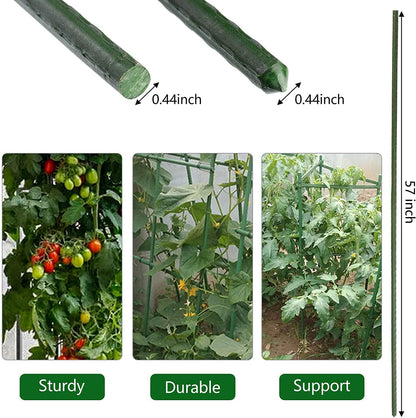 Garden Plant Stakes 57 Inch (Approx 5Ft) Steel Plant Stick Support, 25 Pack Tomato Stakes for