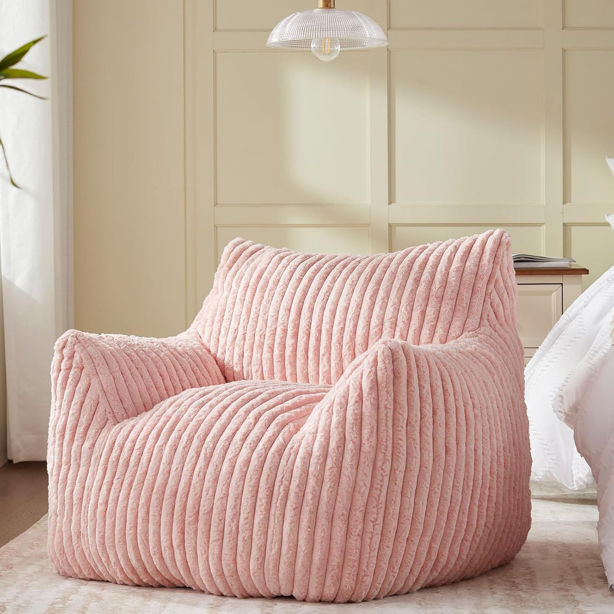 Giant Bean Bag Chairs for Adults Teens, Large Bean Bag Sofa Chairs with Filling Comfy Fuzzy BeanBag