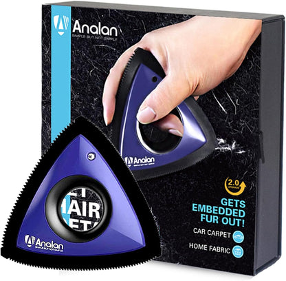 Analan Mini Pet Hair Remover, Triangle Design for Car Interior, Auto Detailing, Carpet, Couch
