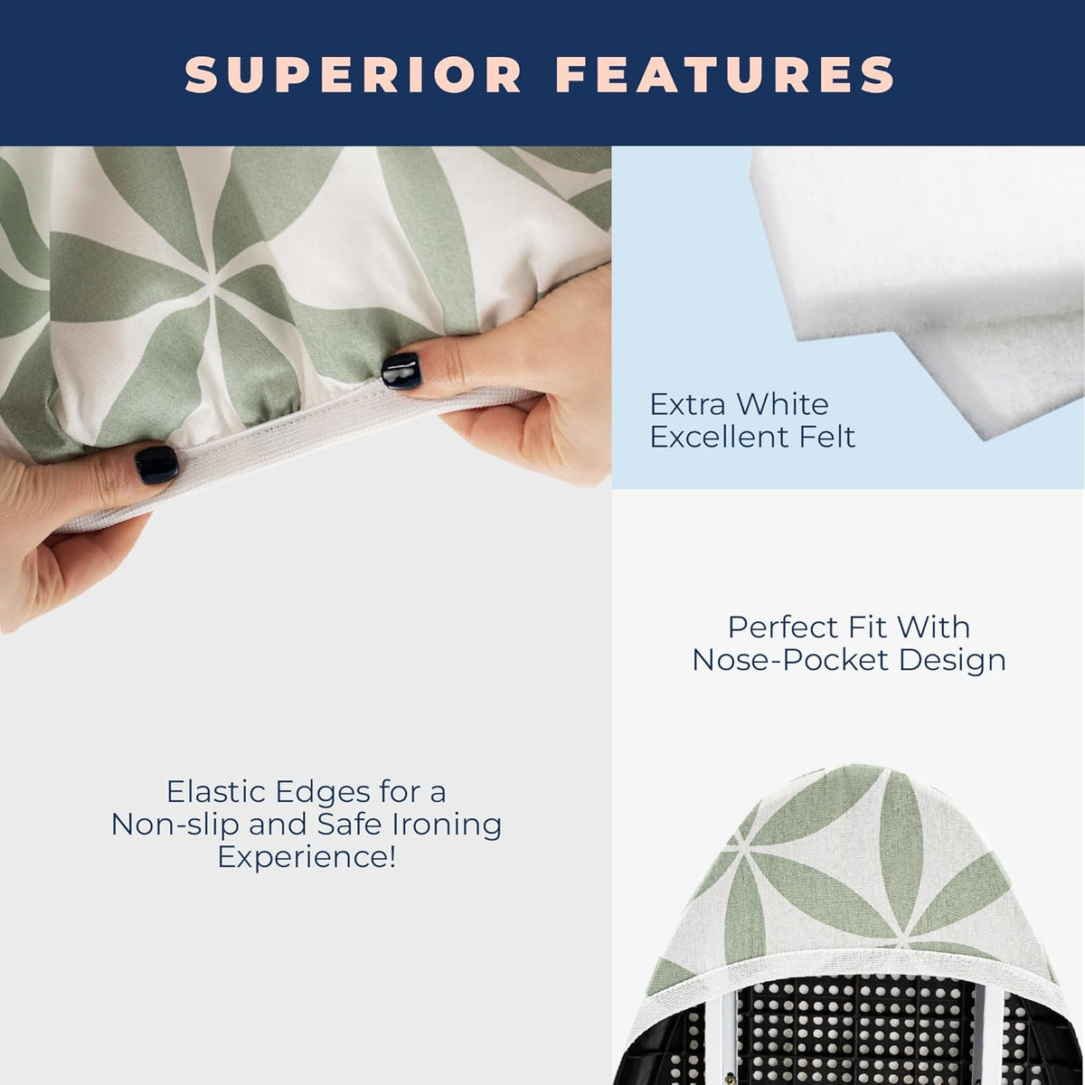Ironing Board Cover and Pad Extra Thick Heavy Duty Padded 4 Layers Non Stick Scorch and Stain
