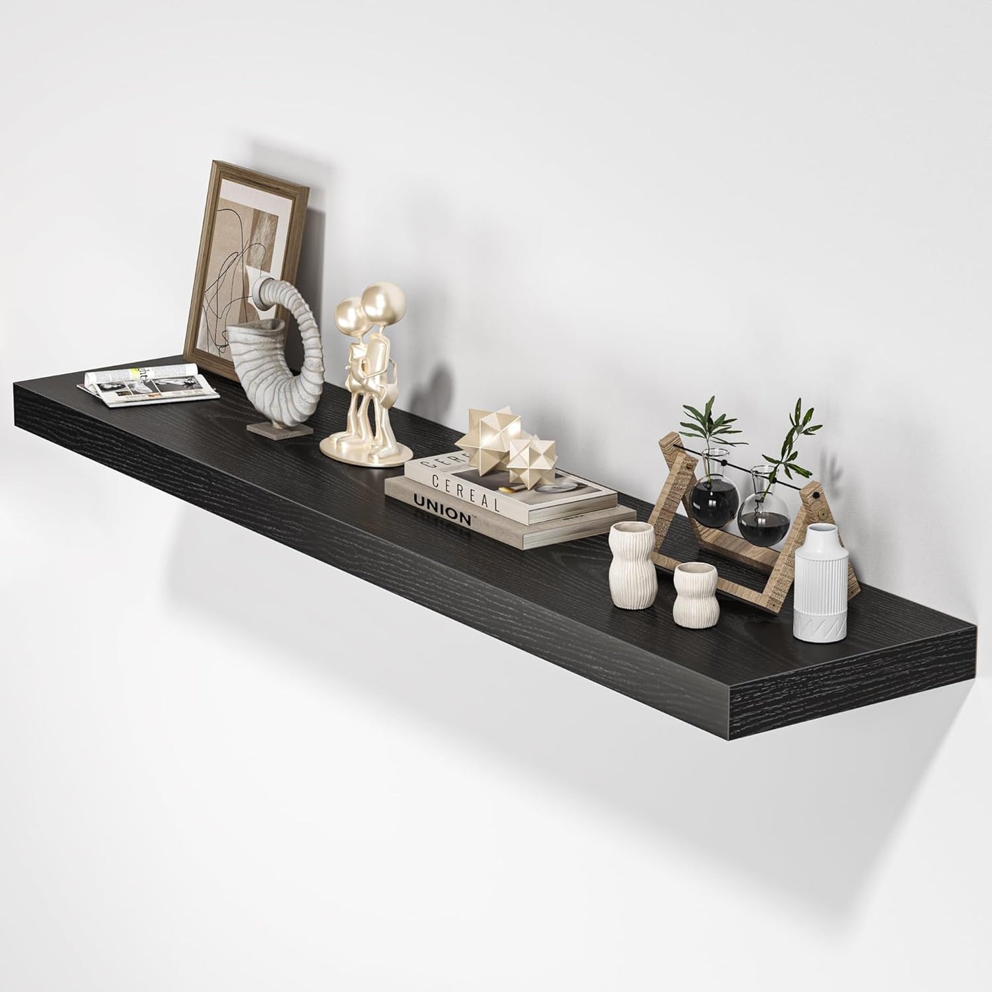 Floating Shelves for Wall, 48" W x 9.3" D x 1.5" H, Wooden Wall Mounted Display Shelves with