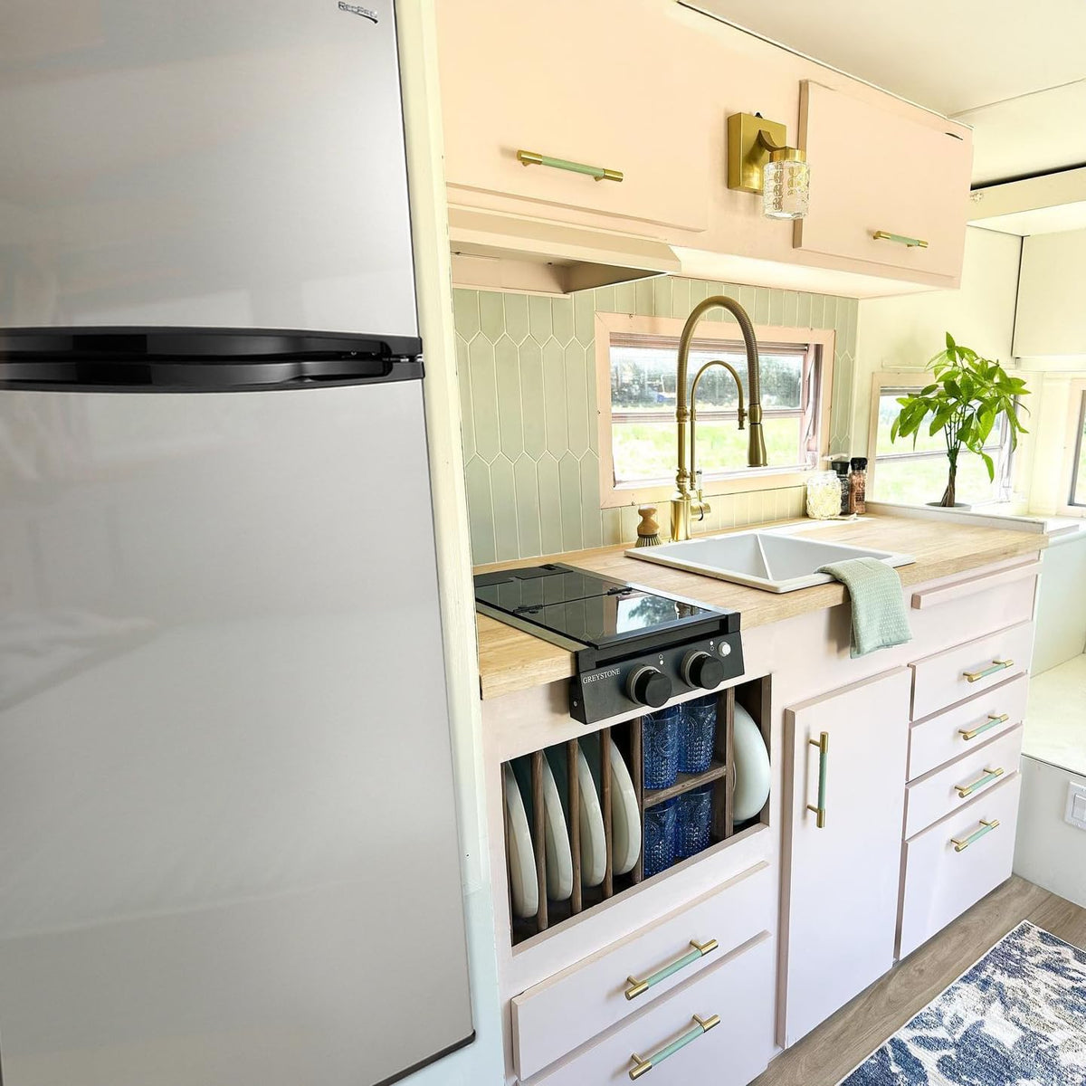 RecPro 10 Cu Ft 12V RV Refrigerator | Black Frost-Free Fridge with Freezer | Double Door