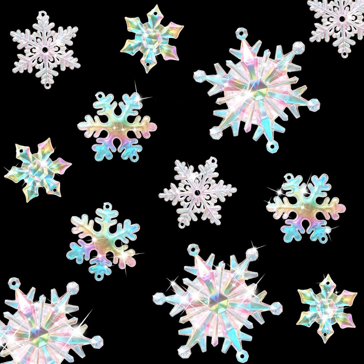 Dilunave 40 Pieces Christmas Snowflake Ornaments Acrylic Christmas Tree Decorations Crystal